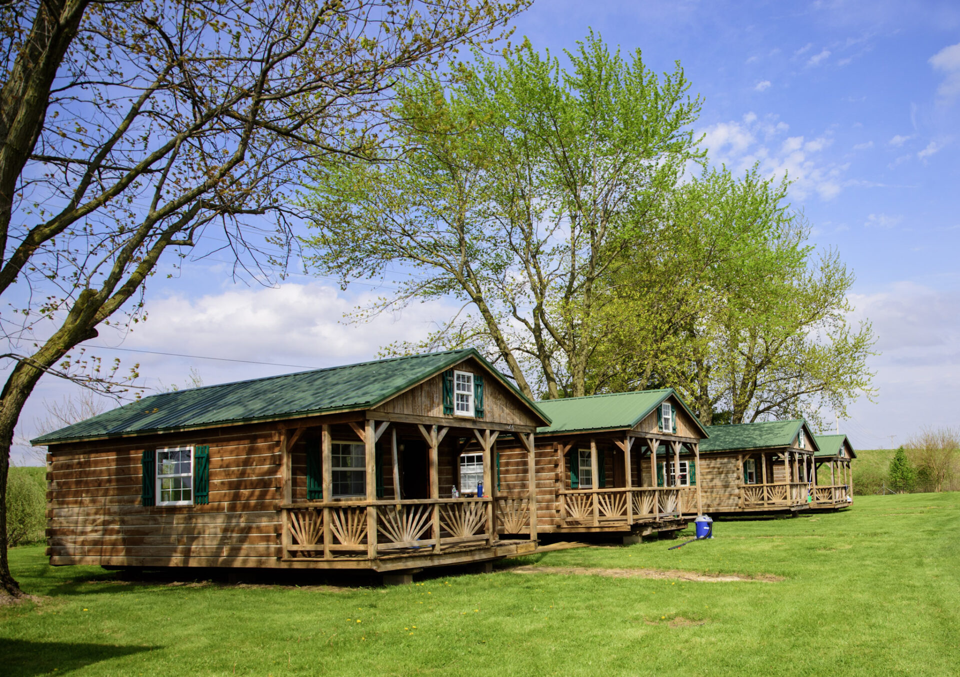 A shot of the Mystic Waters Campground rustic cabins